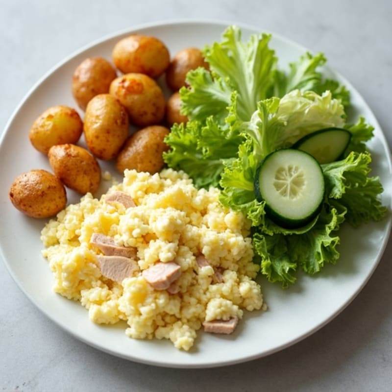 Egg White and Turkey Scramble with Roasted Potatoes