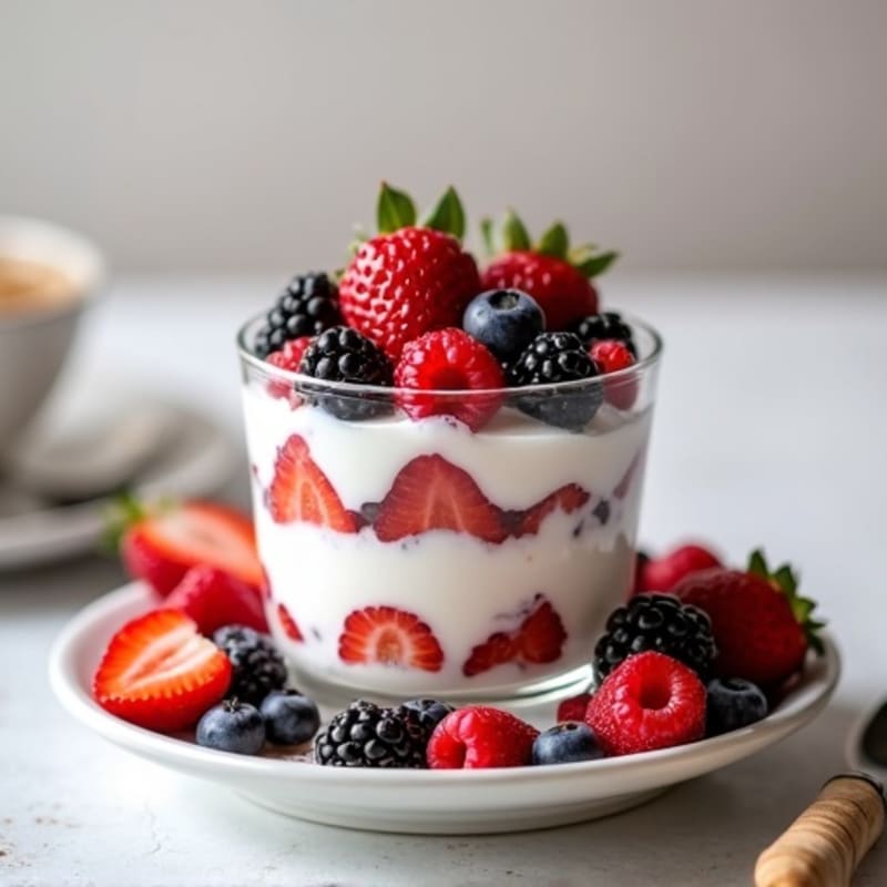 Greek Yogurt Protein Parfait with Mixed Berries and Almond Butter