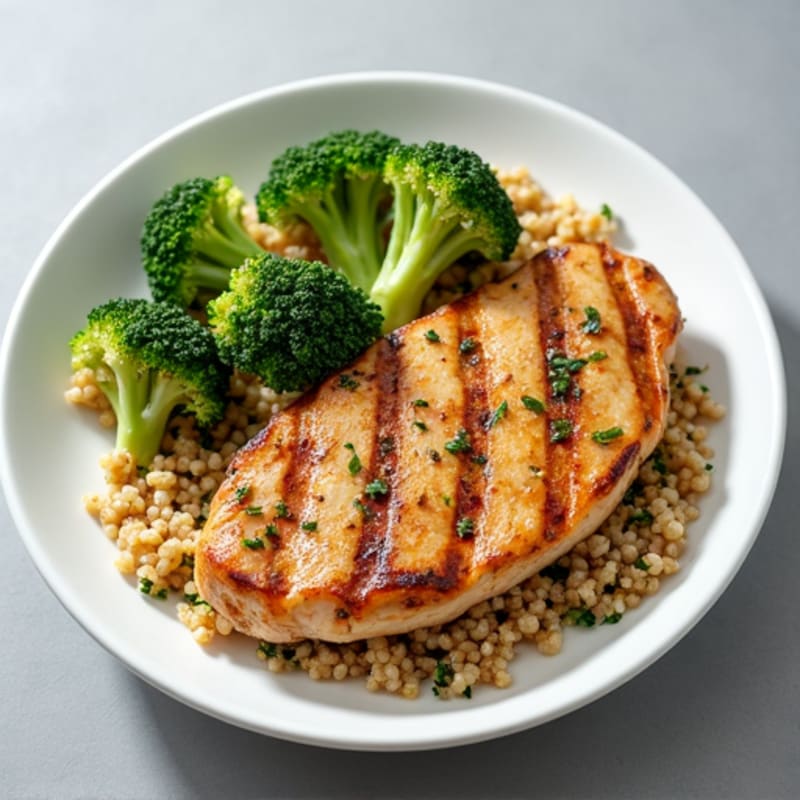 Grilled Chicken Breast with Roasted Broccoli and Quinoa