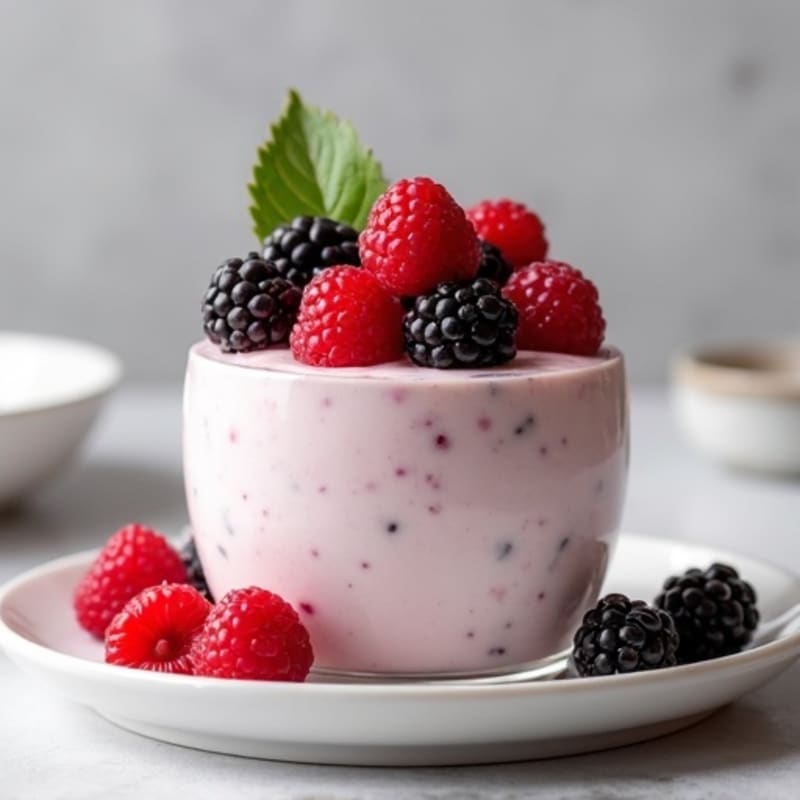 Silky Greek Yogurt Protein Mousse with Mixed Berries