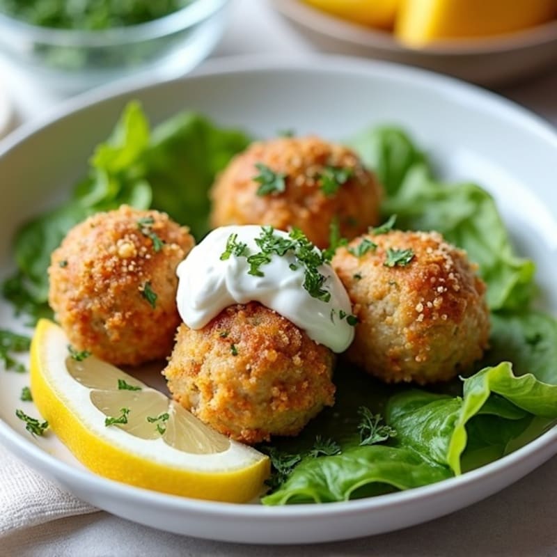 Herb-Crusted Chicken Meatballs with Whipped Feta