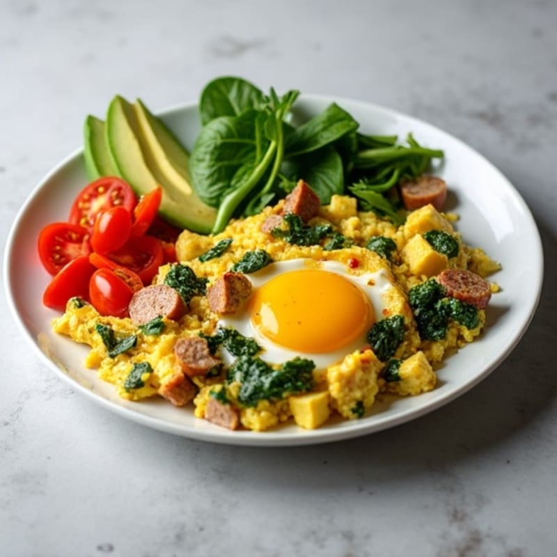 Egg White Scramble with Spinach and Turkey Sausage