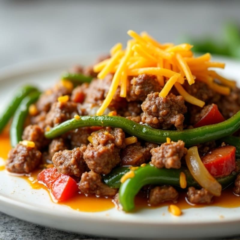 Tender Sautéed Beef with Cheesy Bell Peppers and Onions