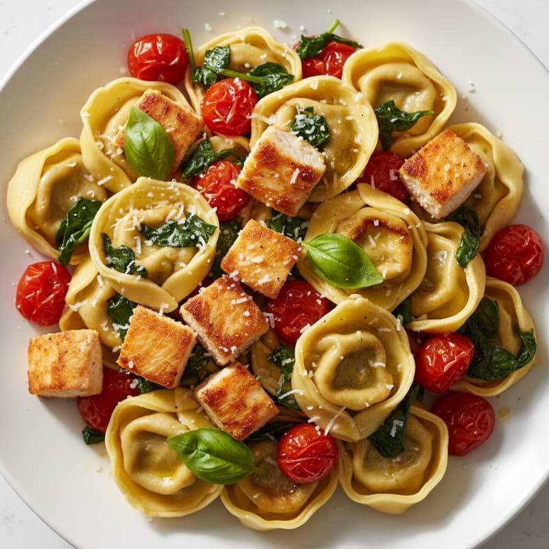 Ricotta Spinach Tortellini with Roasted Tomato Sauce