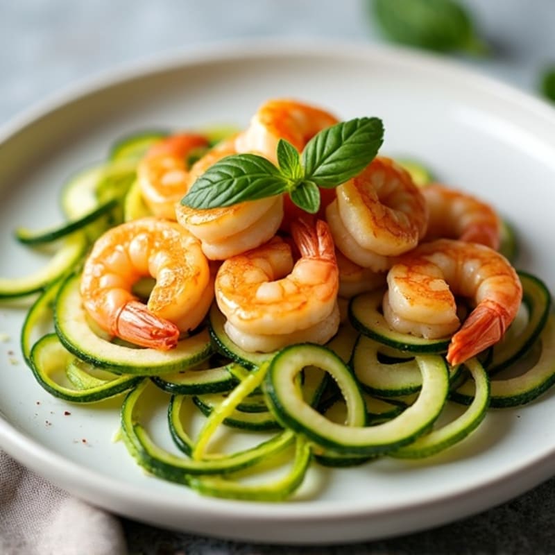Pan-Seared Garlic Butter Shrimp with Fresh Zucchini Noodles