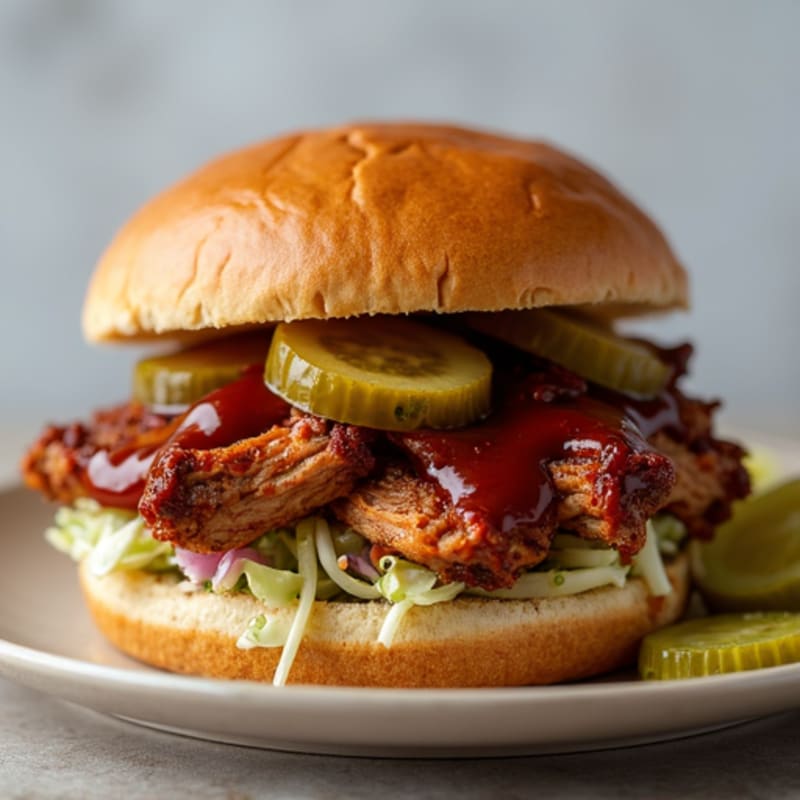 Tender Slow-Cooked BBQ Pulled Pork Sandwich