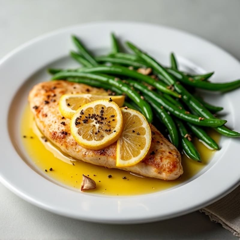 Lemon-Garlic Pan-Seared Chicken with Roasted Green Beans