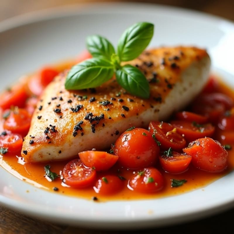 Herb-Braised Chicken with Tomato and Bell Pepper Sauce