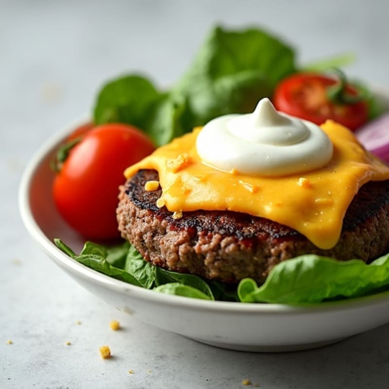 Lean Ground Beef Cheeseburger Bowl with Fresh Greens and Creamy Special Sauce