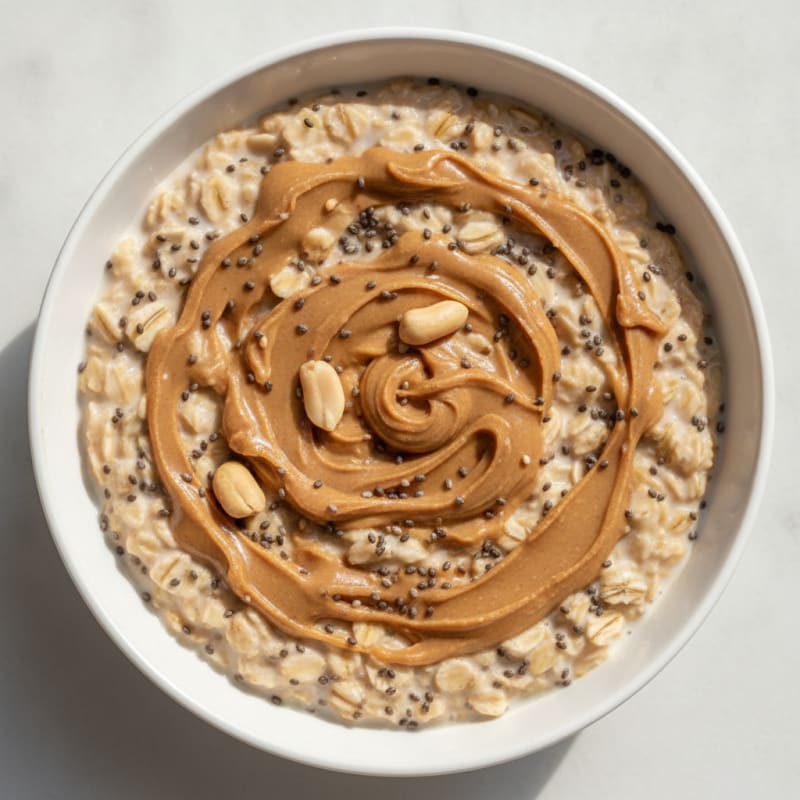 Creamy Peanut Butter Overnight Oats with Whey Protein