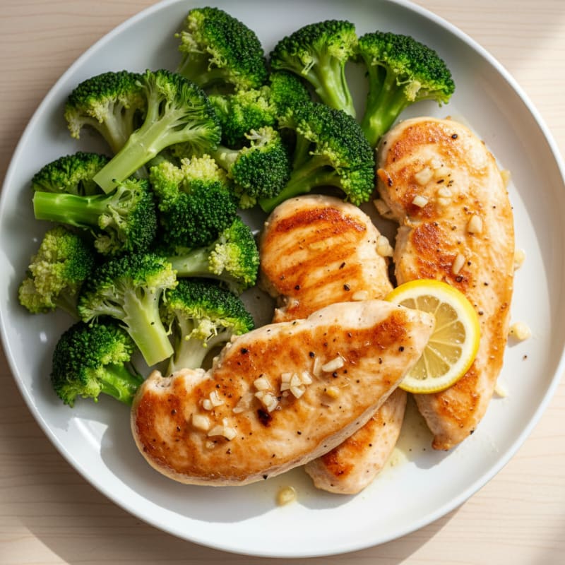 Seared Chicken Tenderloins with Steamed Broccoli