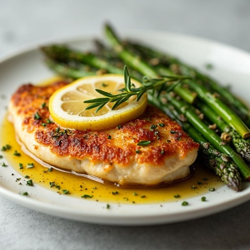 Crispy Lemon-Herb Roasted Chicken with Tender Roasted Asparagus