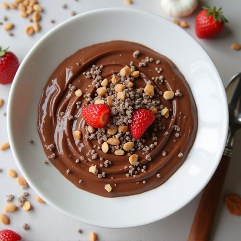 Silky Chocolate Protein Pudding with Almond Butter and Chia Seeds
