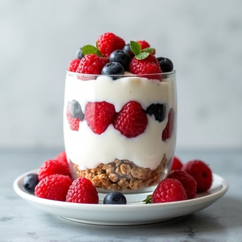Greek Yogurt Protein Parfait with Mixed Berries