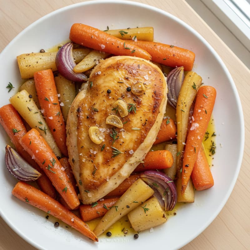 Garlic Herb Roasted Chicken with Root Vegetables