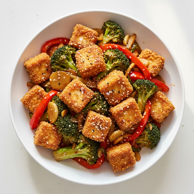 Sesame Tofu Stir-Fry with Mixed Vegetables
