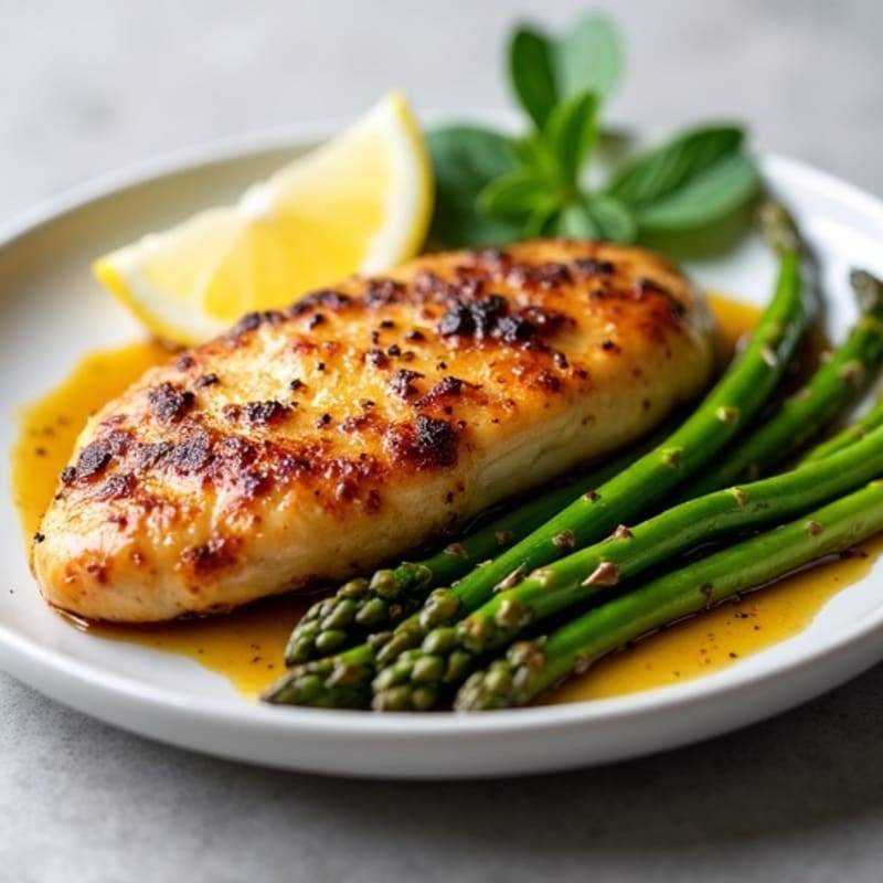 Crispy Pan-Seared Chicken with Roasted Asparagus