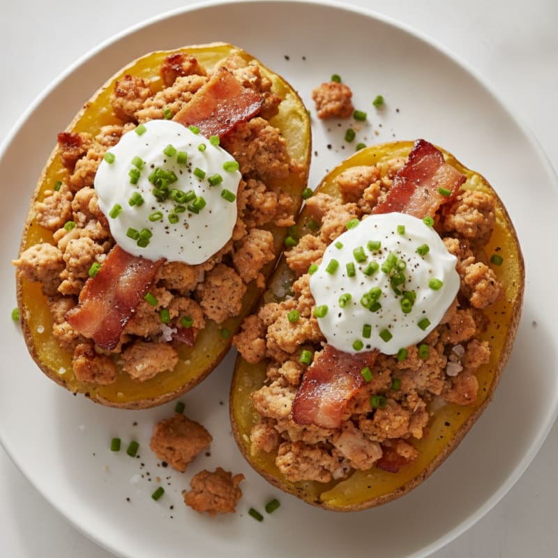 Loaded Baked Potatoes with Crispy Bacon