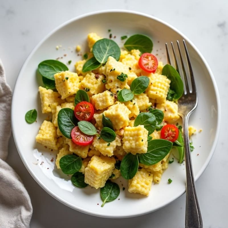Egg White Scramble with Chicken and Spinach