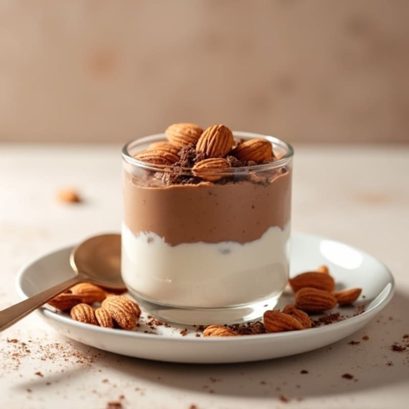 Creamy Chocolate Peanut Butter Protein Parfait with Crunchy Toasted Almonds
