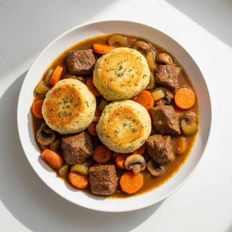 Hearty Beef Stew with Herb Dumplings