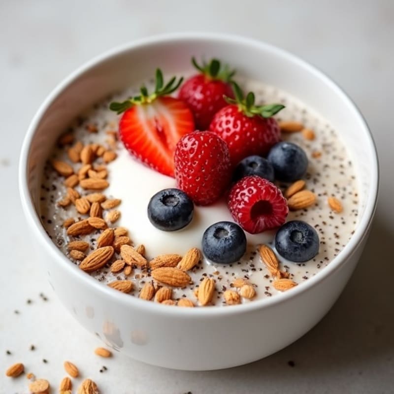 Creamy Almond Butter Chia Protein Pudding with Fresh Berries
