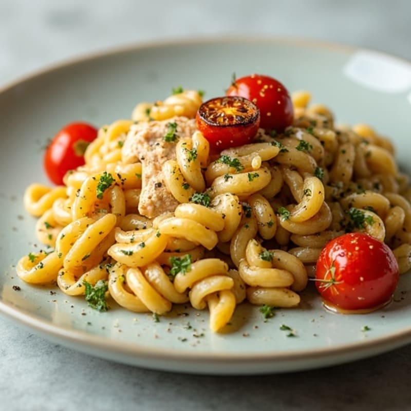 Creamy Chicken Pesto Pasta with Blistered Tomatoes