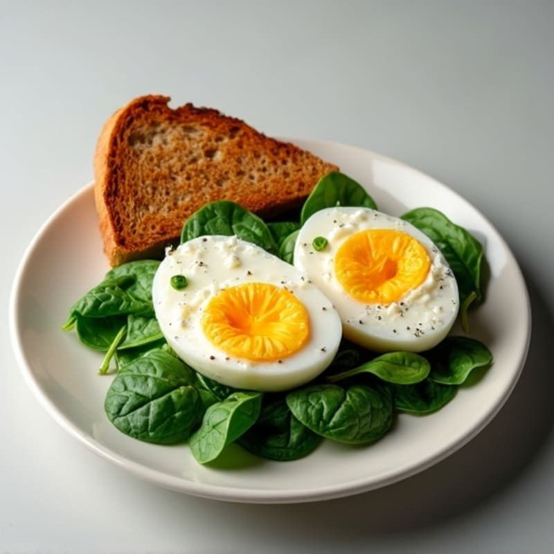 Creamy Hard-Boiled Eggs with Fresh Spinach and Crispy Whole Wheat Toast