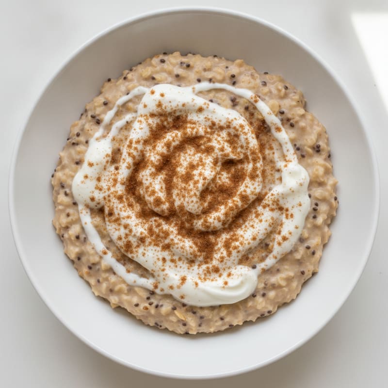 Silky Vanilla Protein Oats with Chia and Greek Yogurt