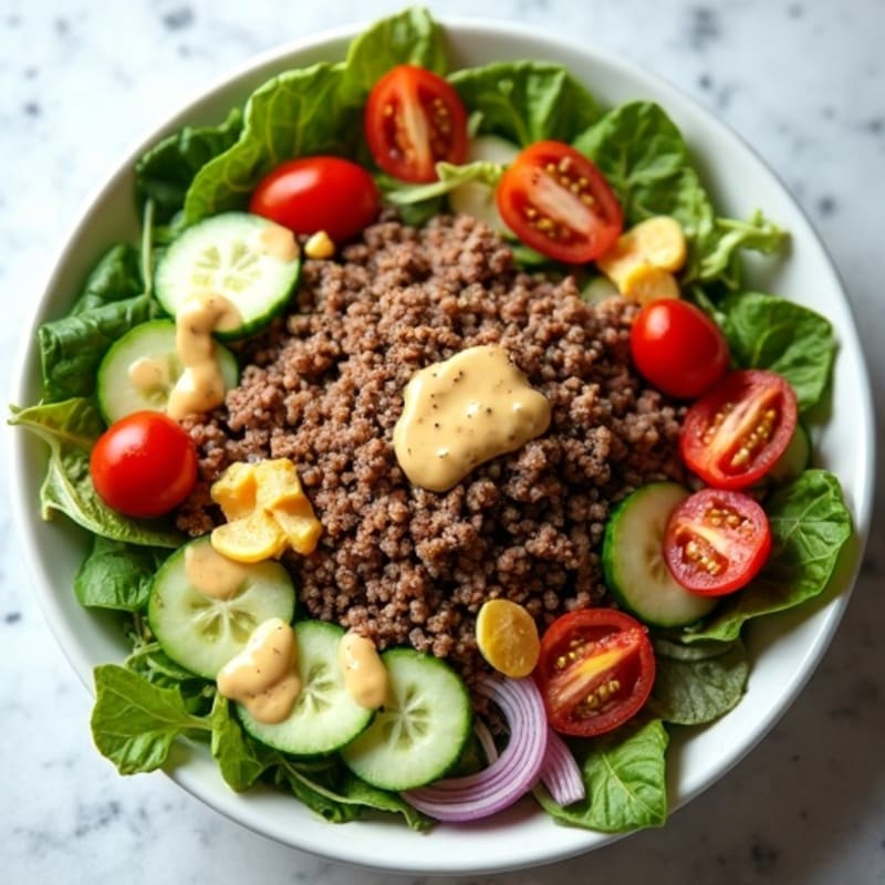 Protein-Packed Lean Ground Beef Salad Bowl with Creamy Burger Dressing
