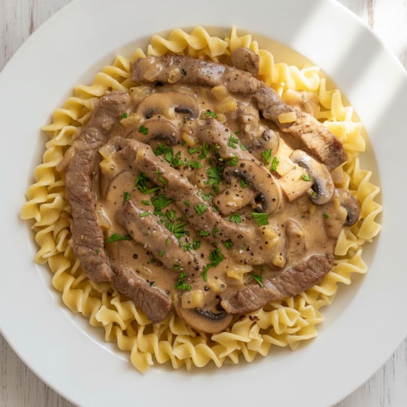 Classic Beef Stroganoff with Egg Noodles