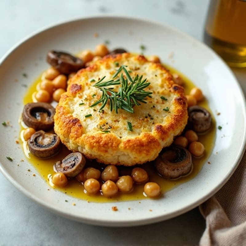 Roasted Cauliflower Steak with Herb-Garlic Mushrooms