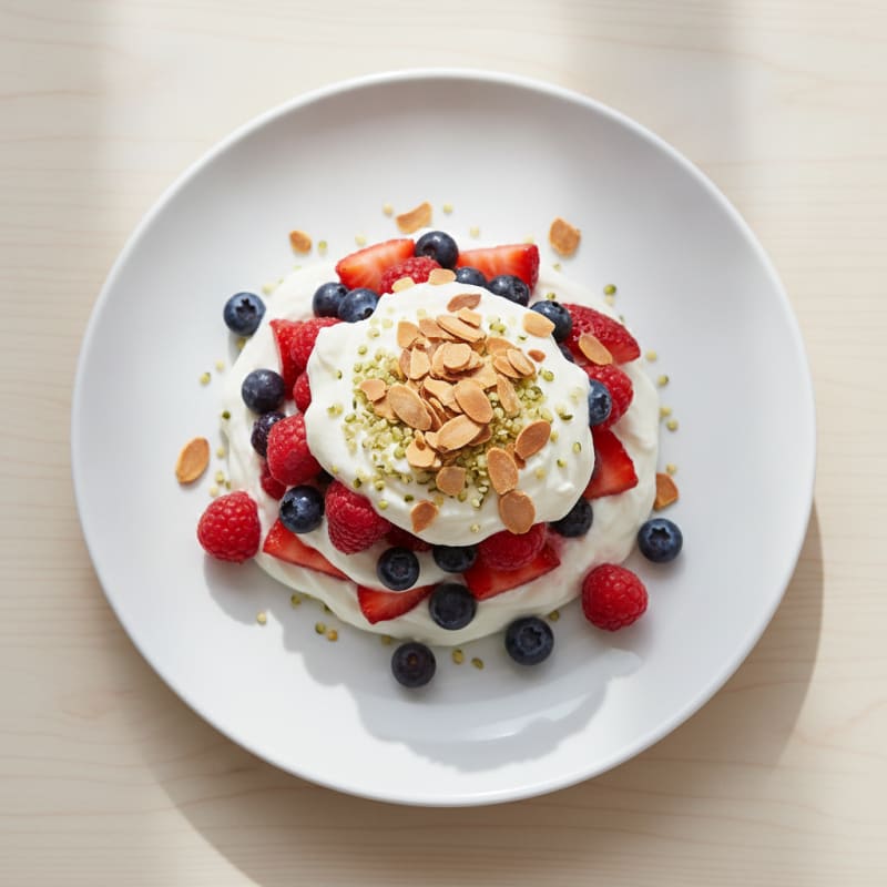 Greek Yogurt Parfait with Mixed Berries and Almond Crunch