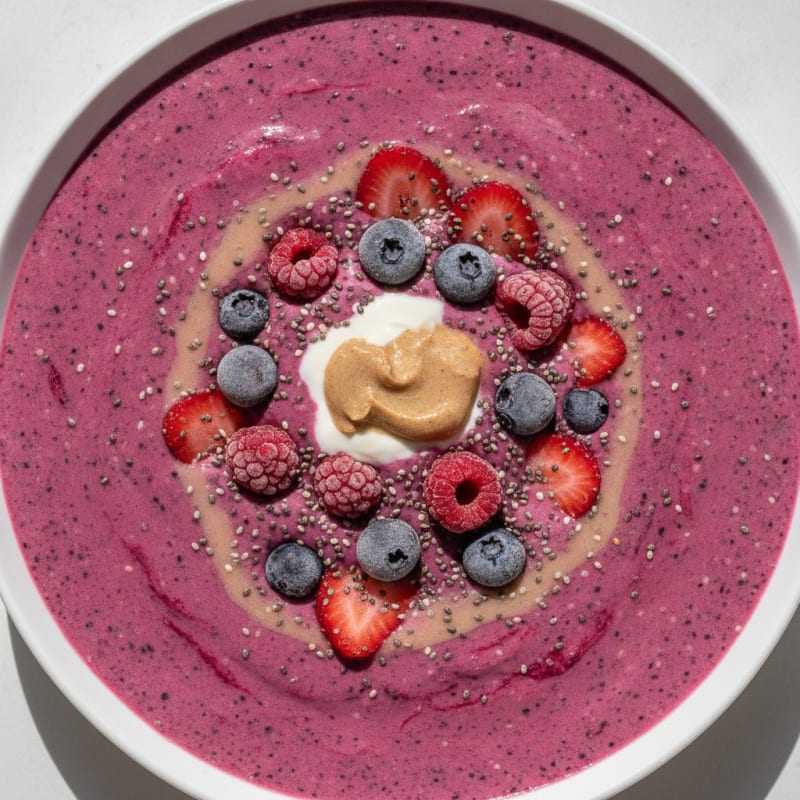 Silky Tofu Protein Smoothie with Chia and Berries