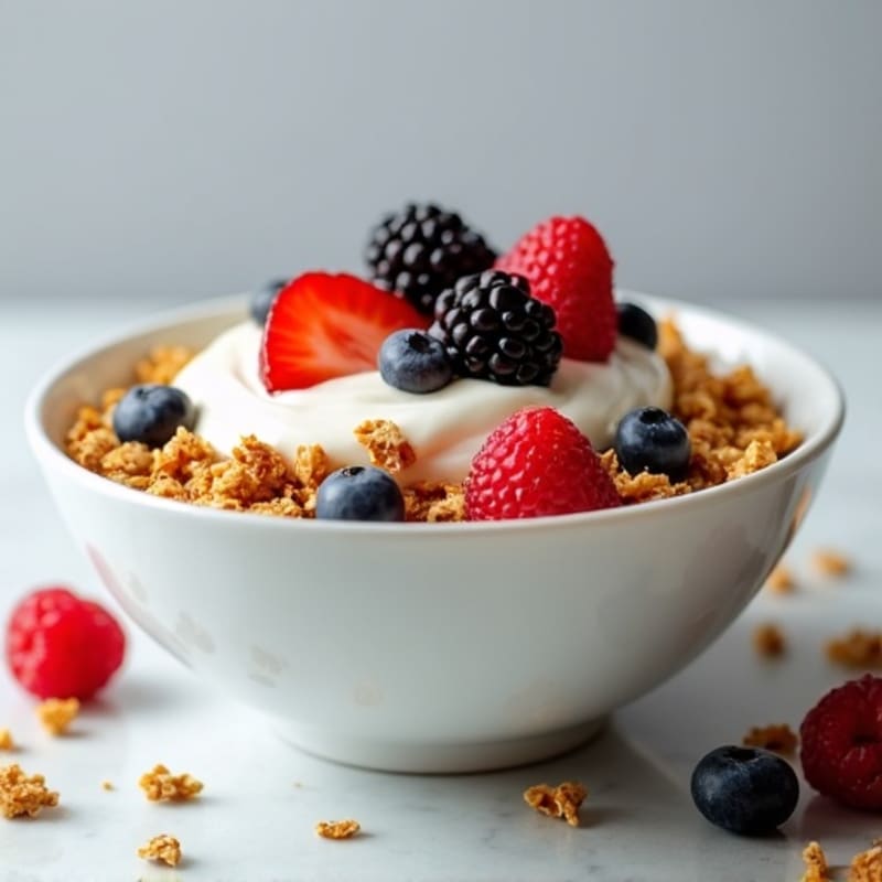 Creamy Greek Yogurt with Fresh Berries and Crunchy Granola
