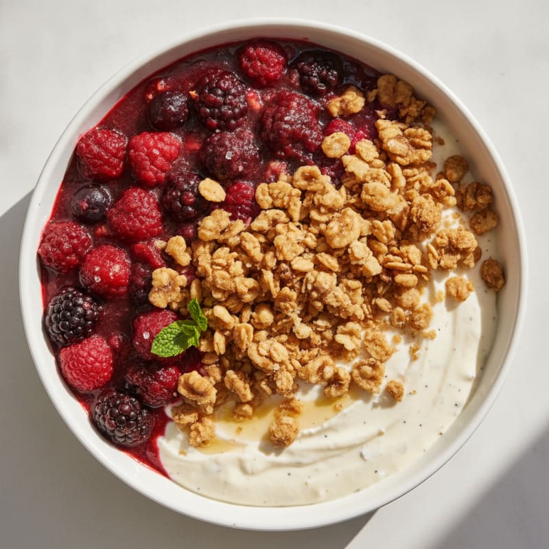 High-Protein Warm Berry Crumble with Vanilla Bean