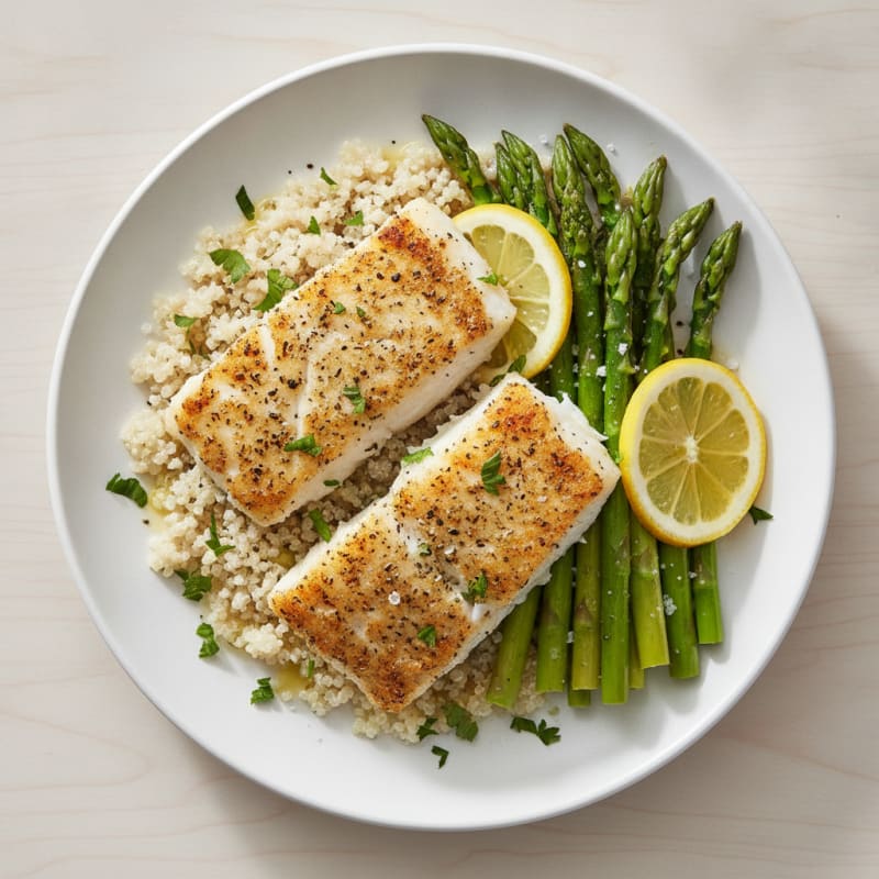 Lemon Herb Baked Cod with Asparagus