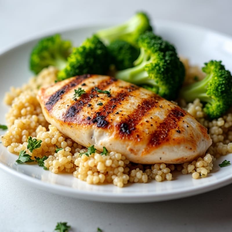 Grilled Chicken Breast with Quinoa and Steamed Broccoli