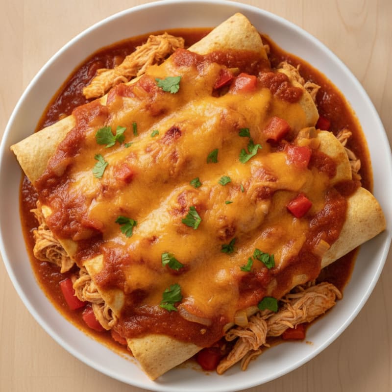 Chicken Enchiladas with Red Chili Sauce