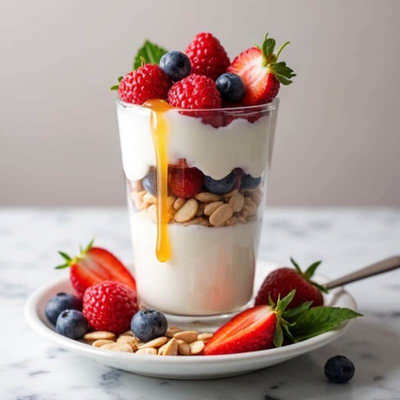 Creamy Greek Yogurt Parfait with Mixed Berries and Almonds