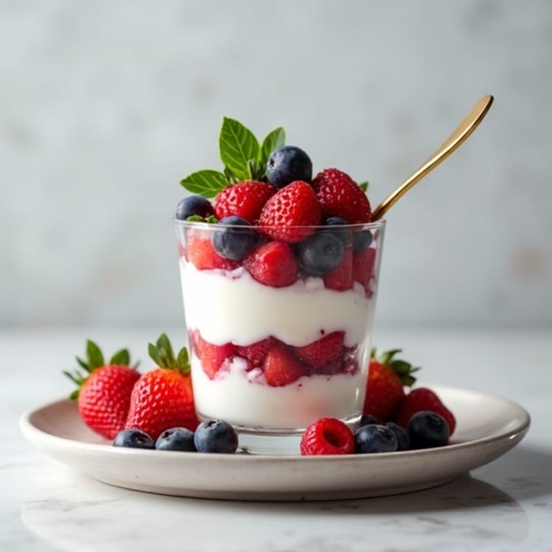 Greek Yogurt Protein Parfait with Mixed Berries and Almond Butter