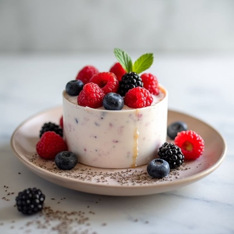 Greek Yogurt Protein Mousse with Mixed Berries
