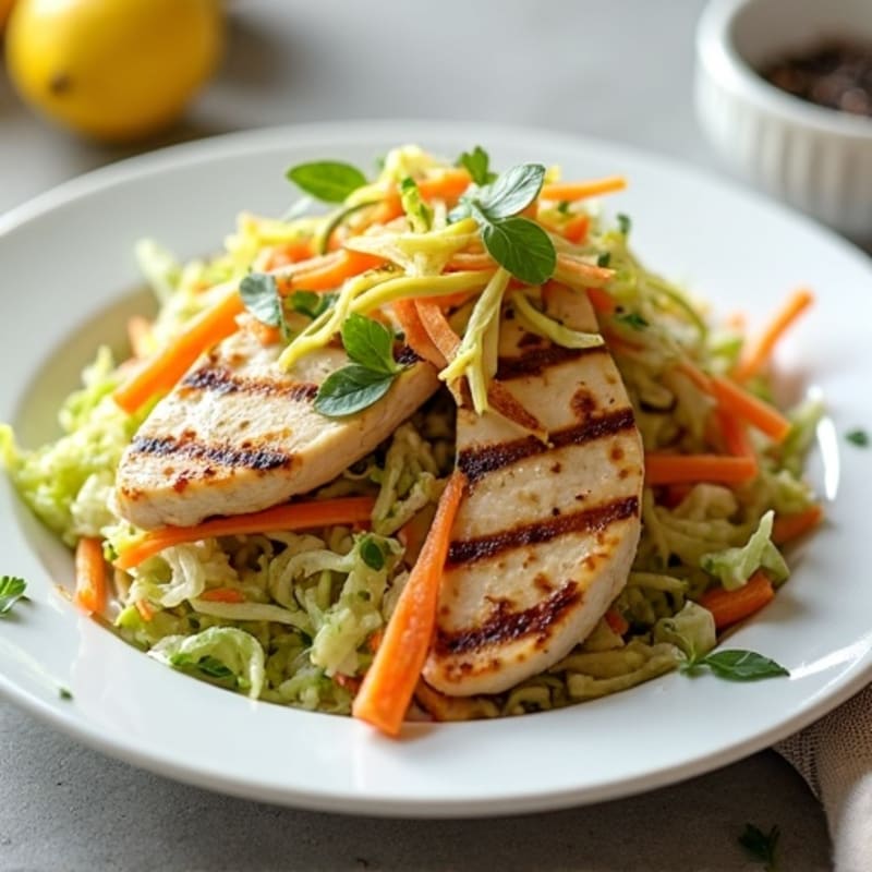 Grilled Chicken Breast with Crunchy Cabbage Slaw