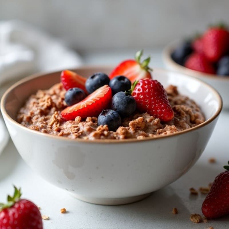 Creamy Chocolate Protein Oats with Fresh Berries