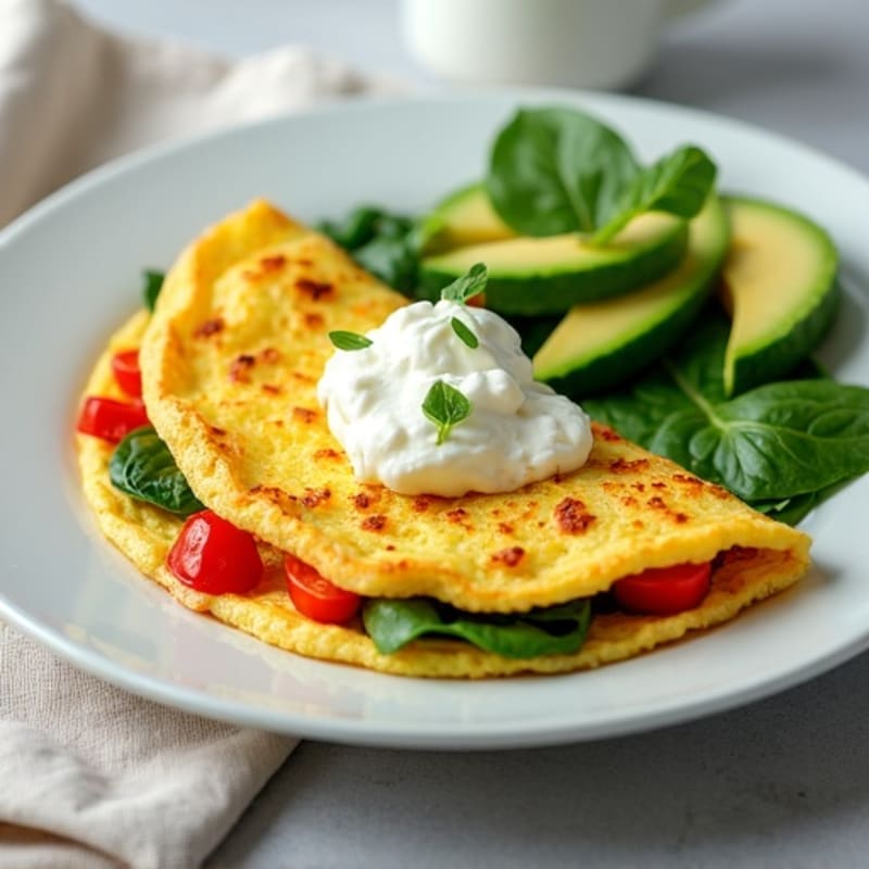 Egg White Spinach Omelette with Cottage Cheese