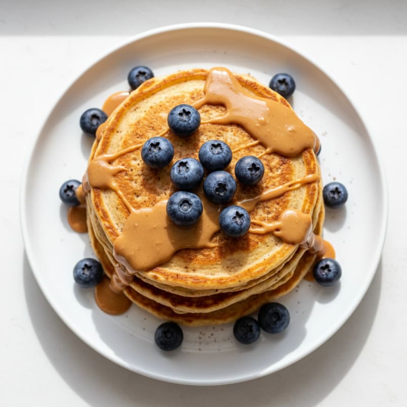 Peanut Butter Protein Pancakes with Berries