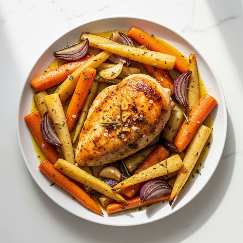 Garlic Herb Roasted Chicken with Root Vegetables