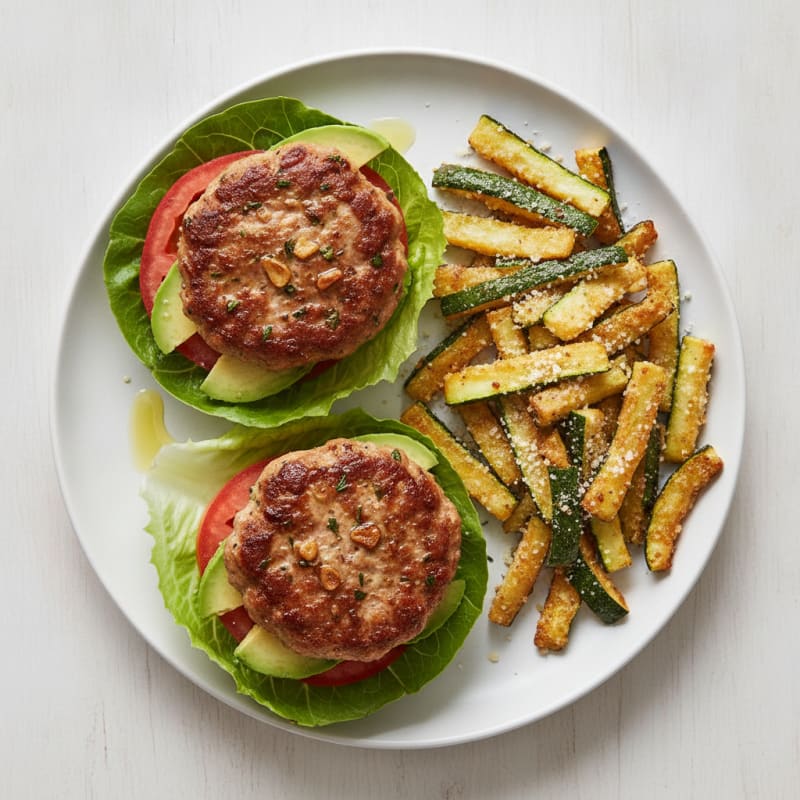 Lean Turkey Burgers with Zucchini Fries