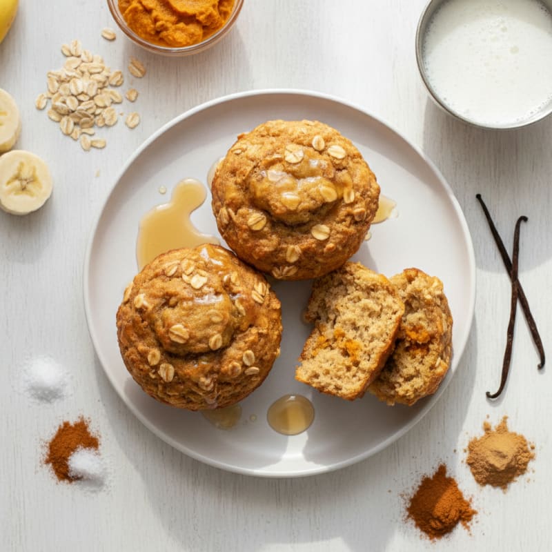 Spiced Banana Pumpkin Egg White Muffins