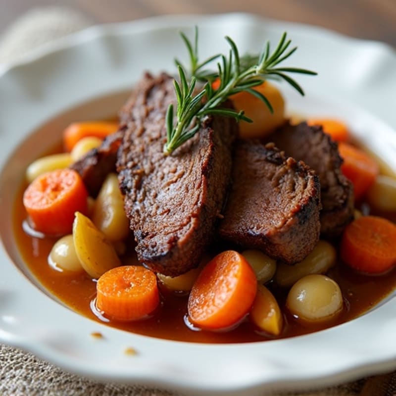 Tender Slow-Cooked Beef Pot Roast with Roasted Root Vegetables